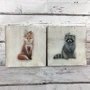 Fox & Raccoon Floral Wall Decor